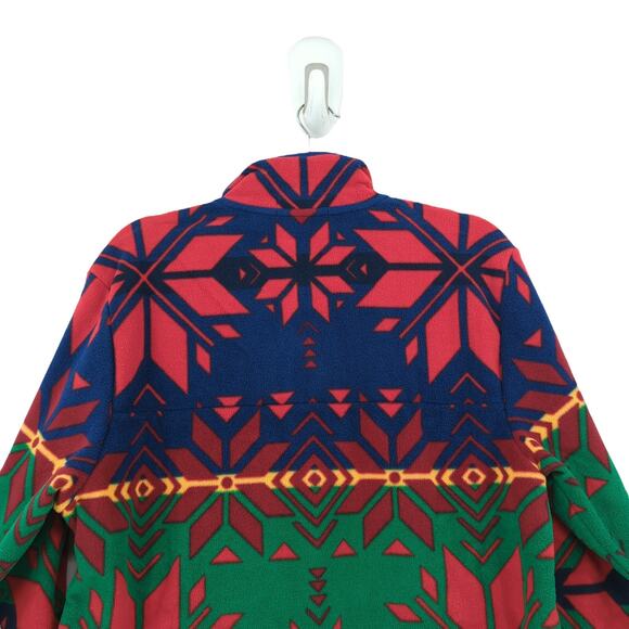 Polo Ralph Lauren Men M Fair Isle Brushed Fleece Sweatshirt Red Blue Oversized - Picture 7 of 7